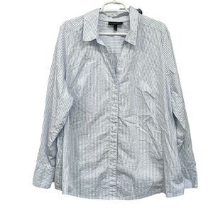 Lane Bryant Blouse‎ Top Blue White Stripe Size 24